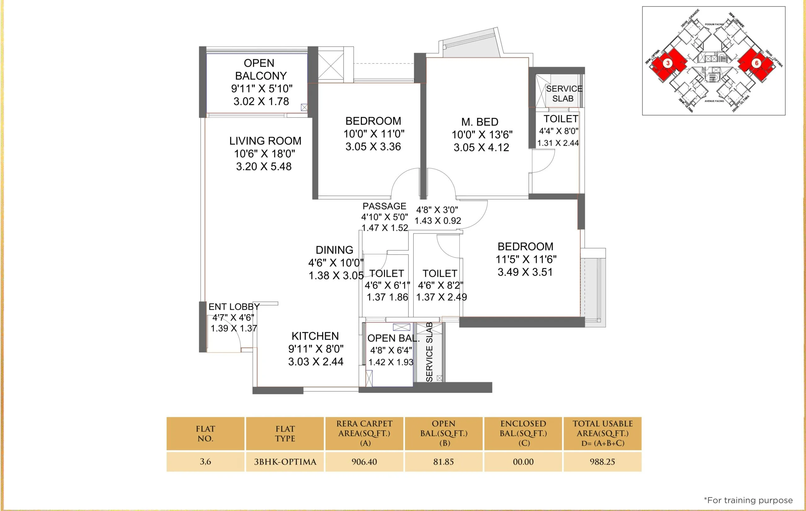 Park titan 3BHK 988