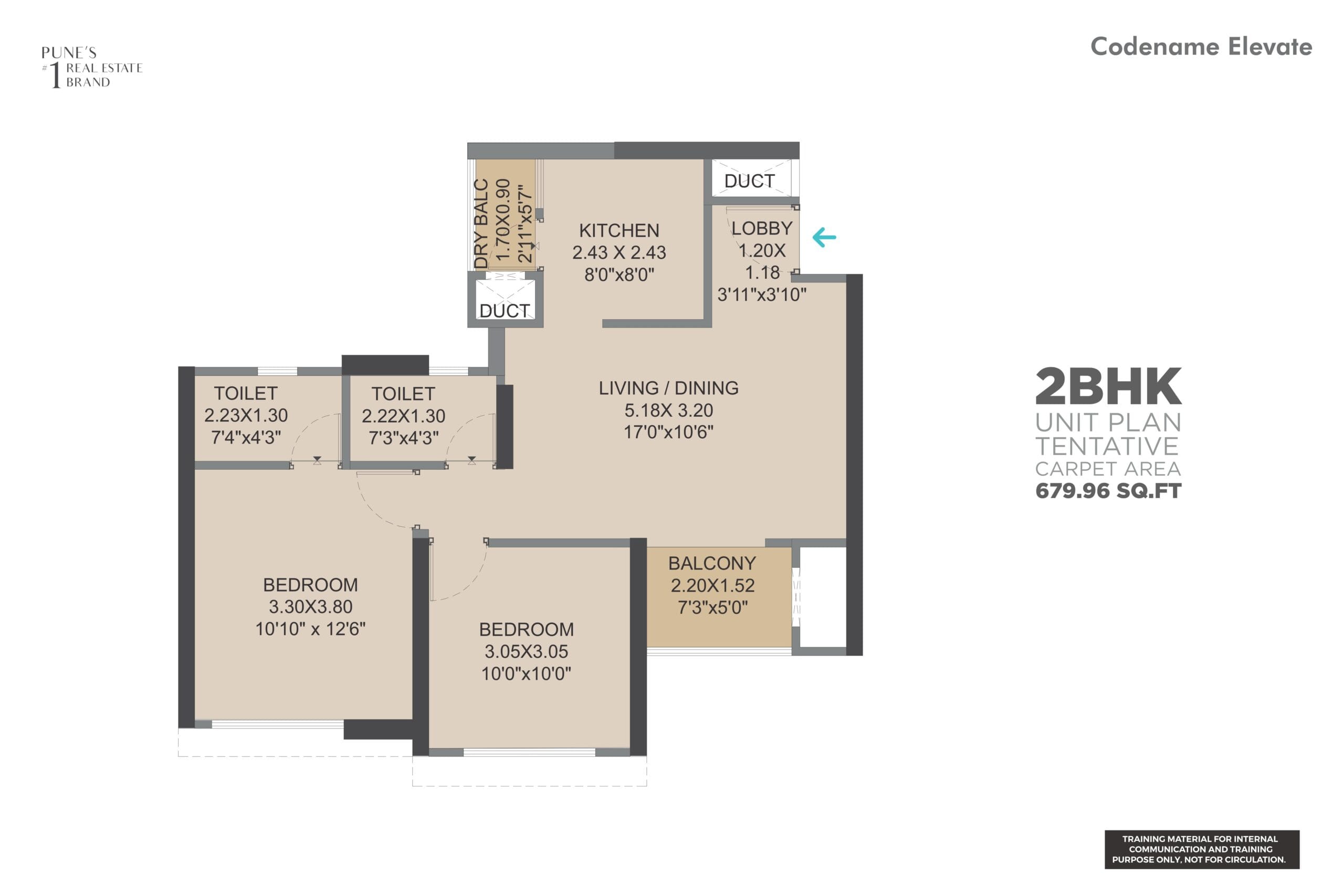 vtp volare 680 sq.ft floor plan