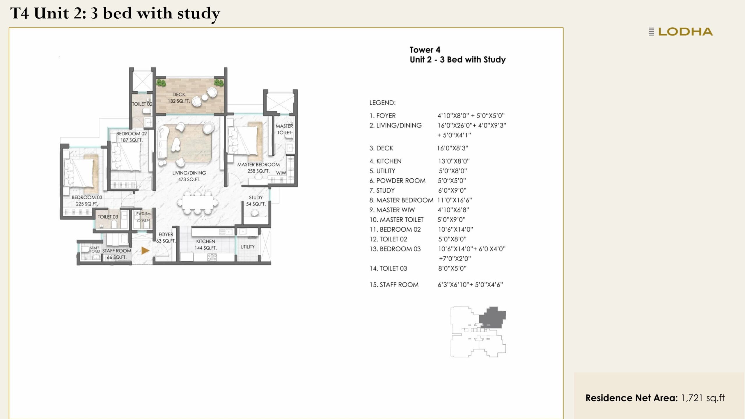 Lodha Baner - Plans - 3 & 4 Bed 1721 sq.ft