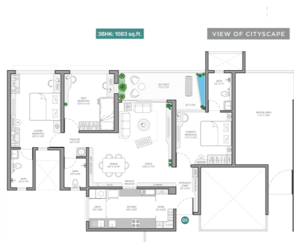 PKC 2 Floor Plan 3 BHK