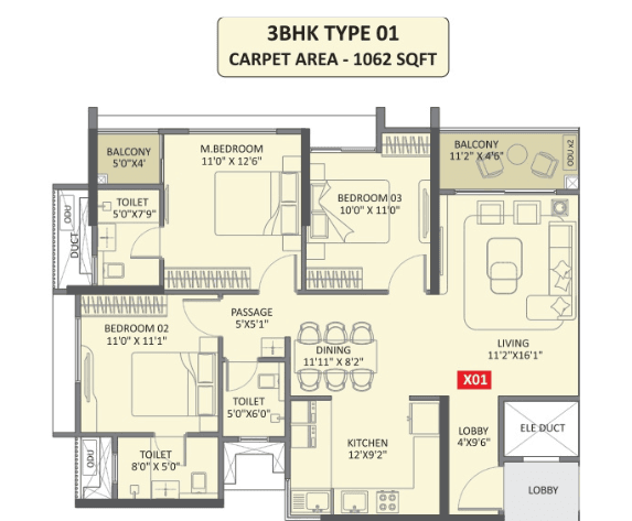 Yashada EVO 3 BHK Type 1
